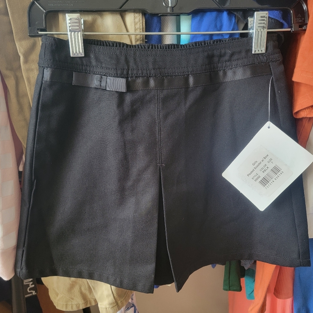 Girls Black Skort with Bow
